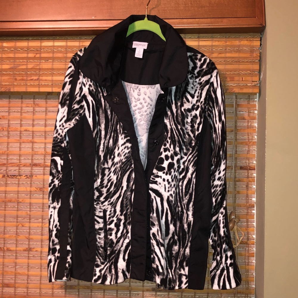 Black and white animal print Chico’s jacket